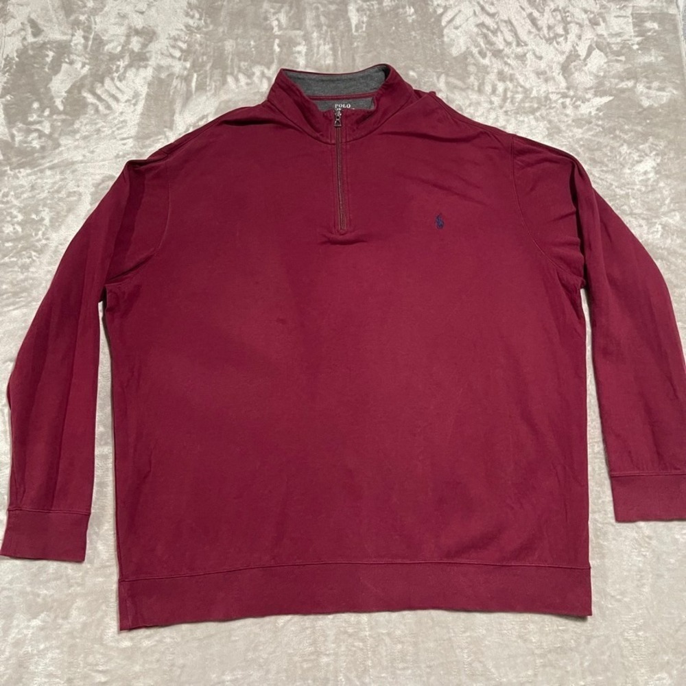 Polo Ralph Lauren Sweater‎ Mens 3LT Red Performance 1/4 Zip Mock Neck